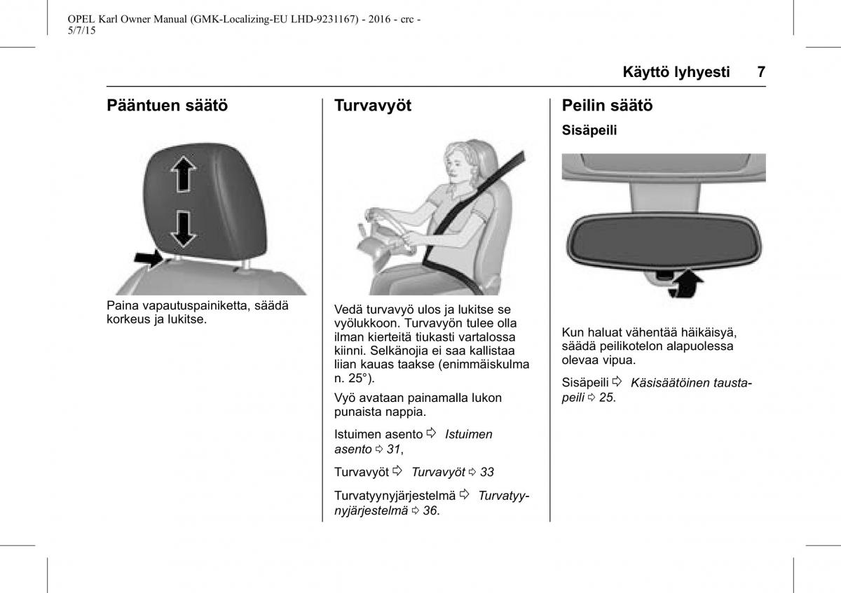Opel Karl owners manual / page 8