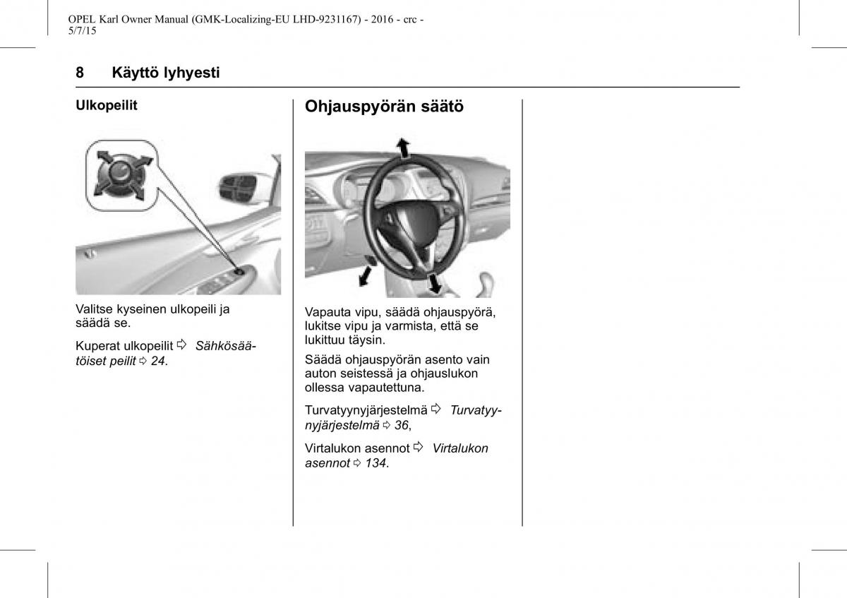 Opel Karl owners manual / page 9