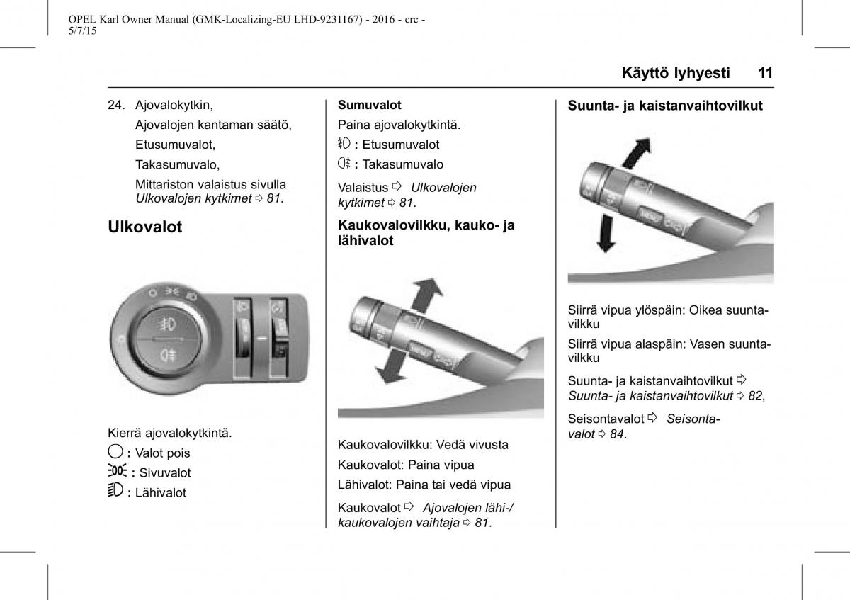 Opel Karl owners manual / page 12