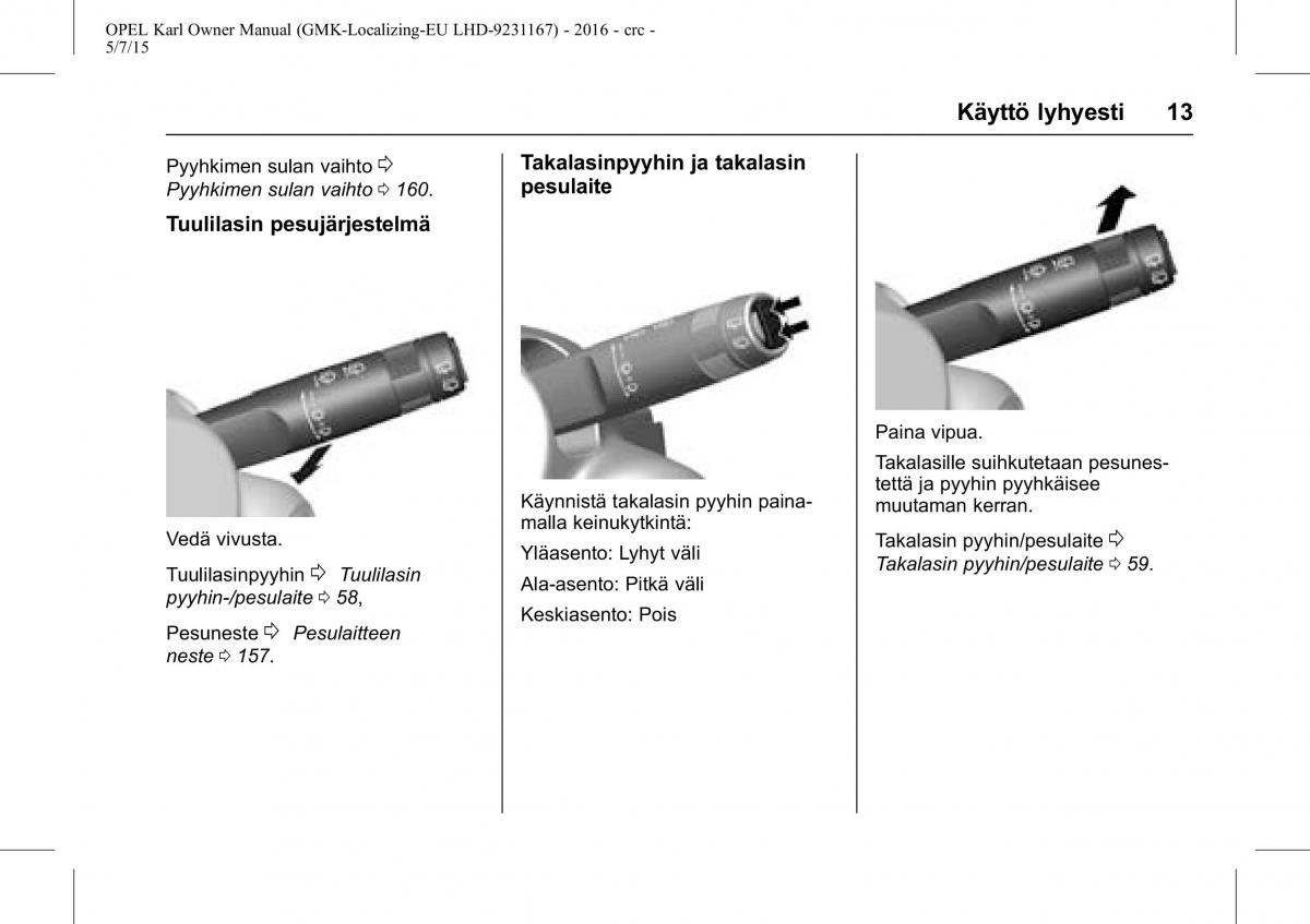 Opel Karl owners manual / page 14