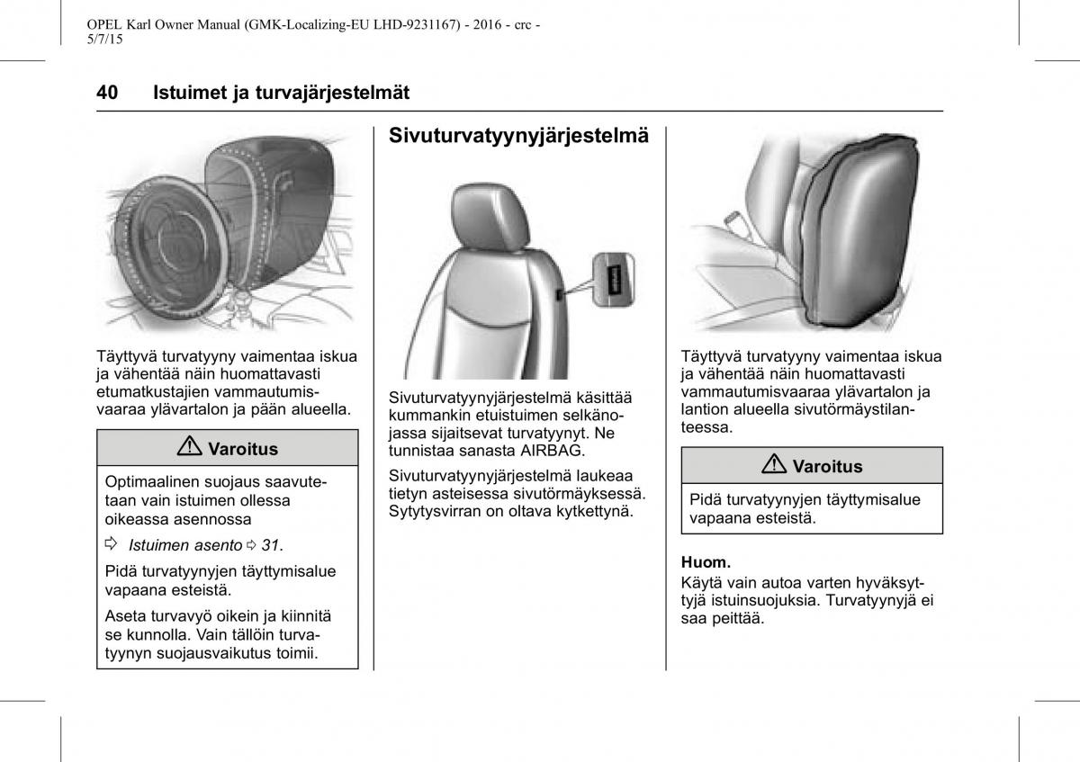 Opel Karl owners manual / page 41
