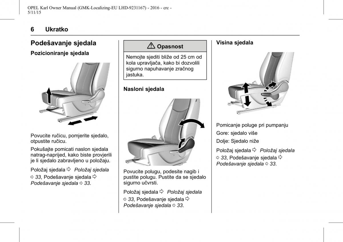 Opel Karl vlasnicko uputstvo / page 7