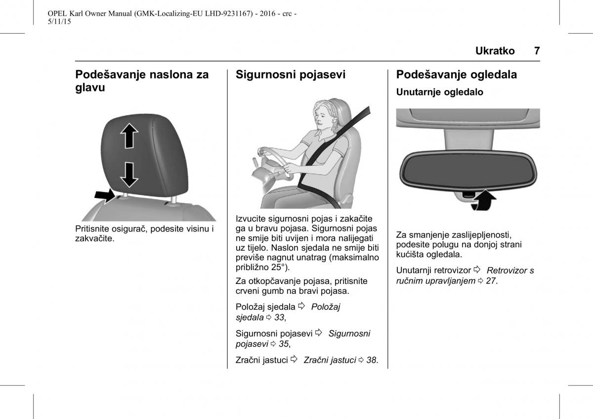 Opel Karl vlasnicko uputstvo / page 8