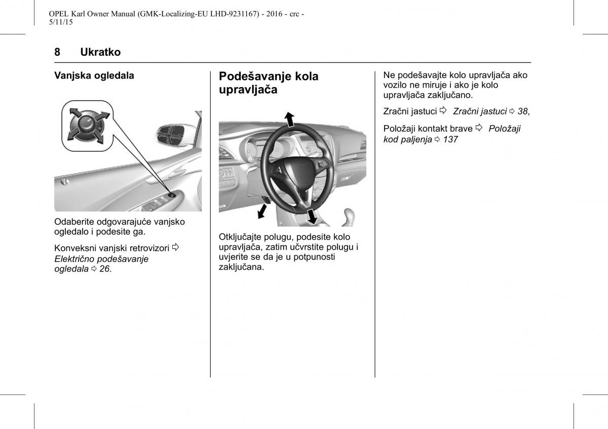 Opel Karl vlasnicko uputstvo / page 9