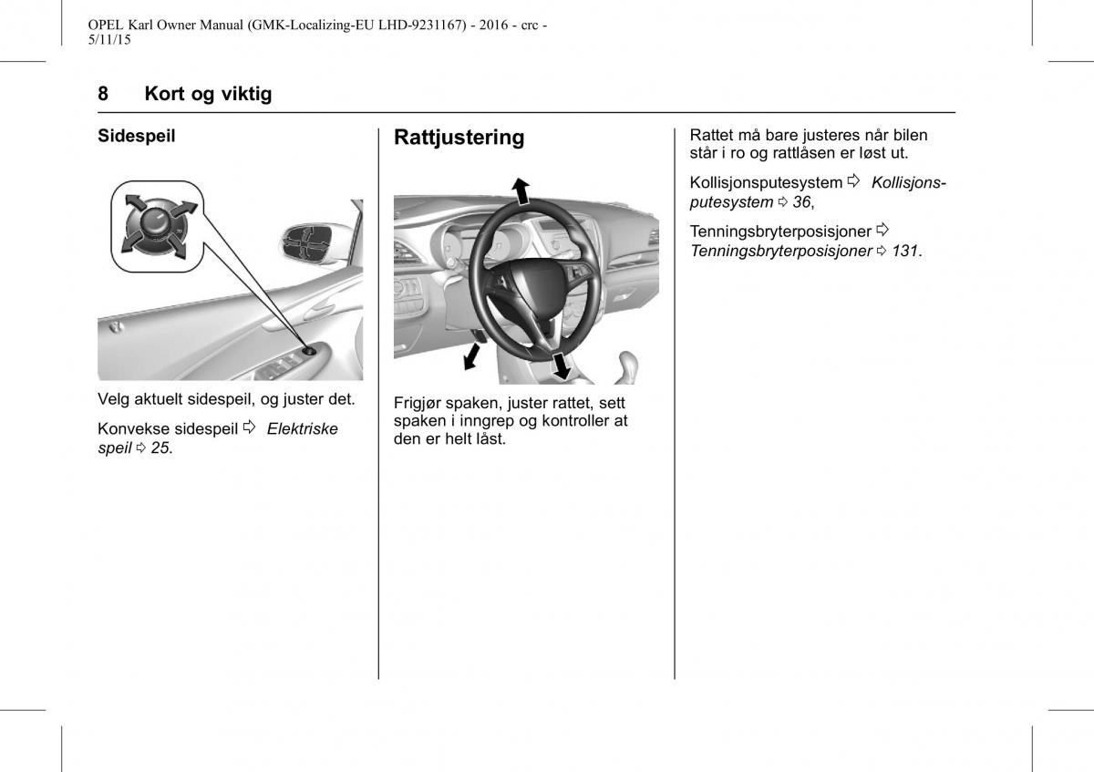 Opel Karl bruksanvisningen / page 9