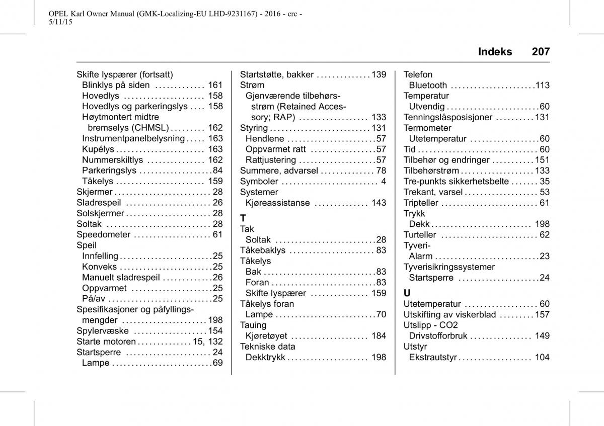 Opel Karl bruksanvisningen / page 208