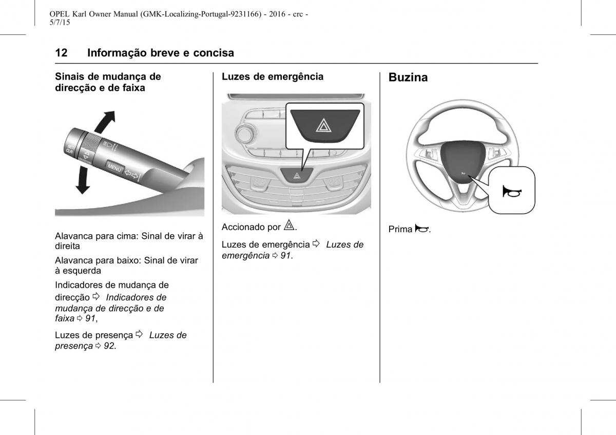 Opel Karl manual del propietario / page 13