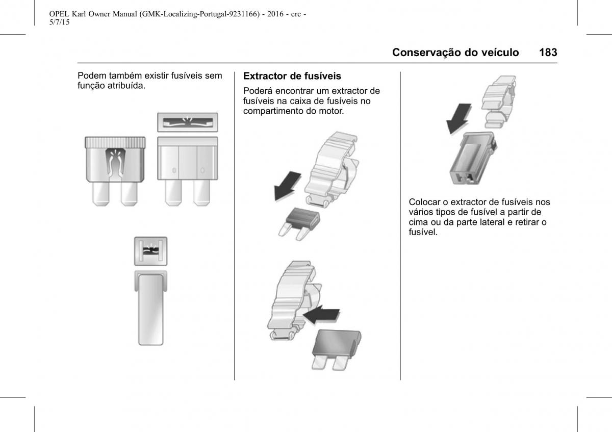 Opel Karl manual del propietario / page 184