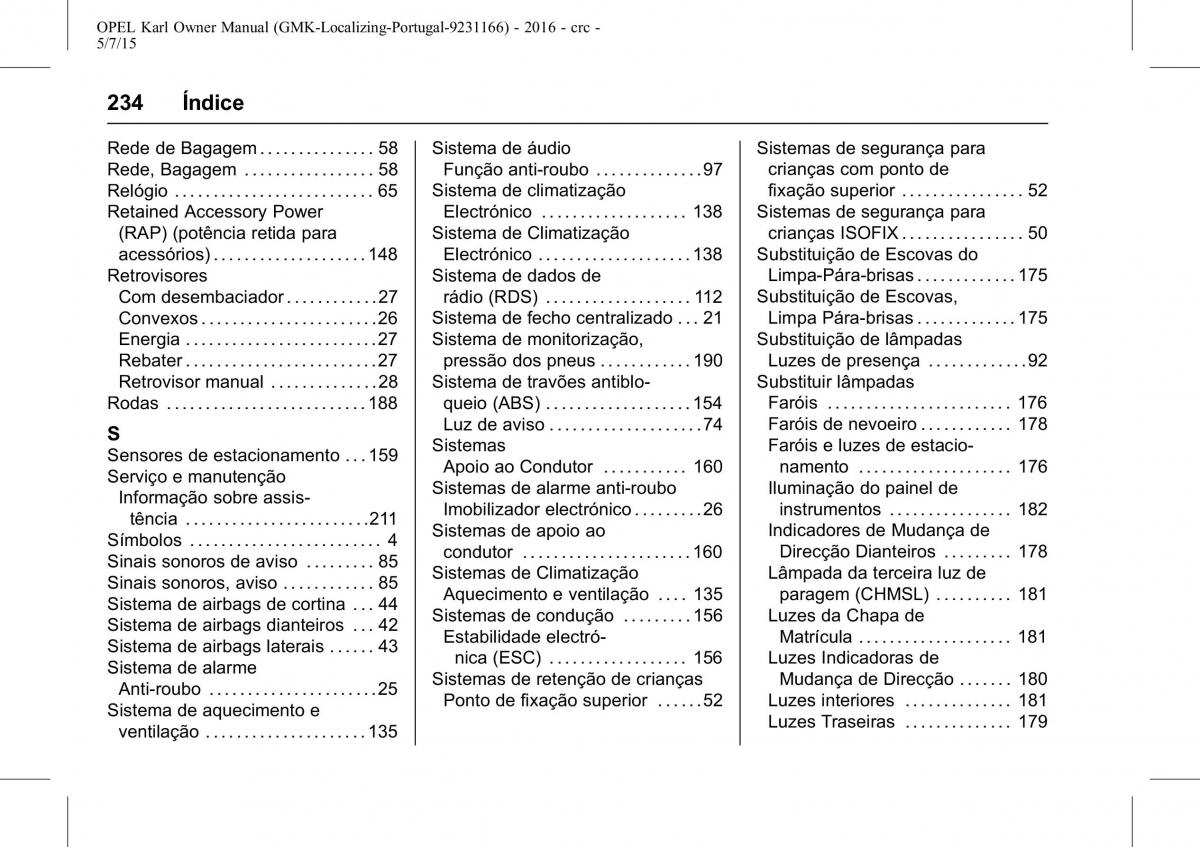 Opel Karl manual del propietario / page 235