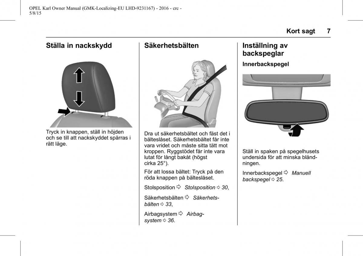 Opel Karl instruktionsbok / page 8