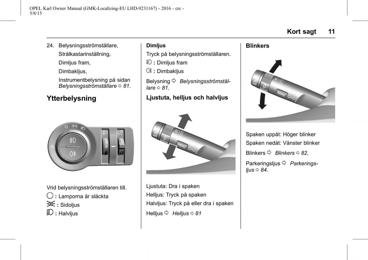 Opel Karl instruktionsbok / page 12