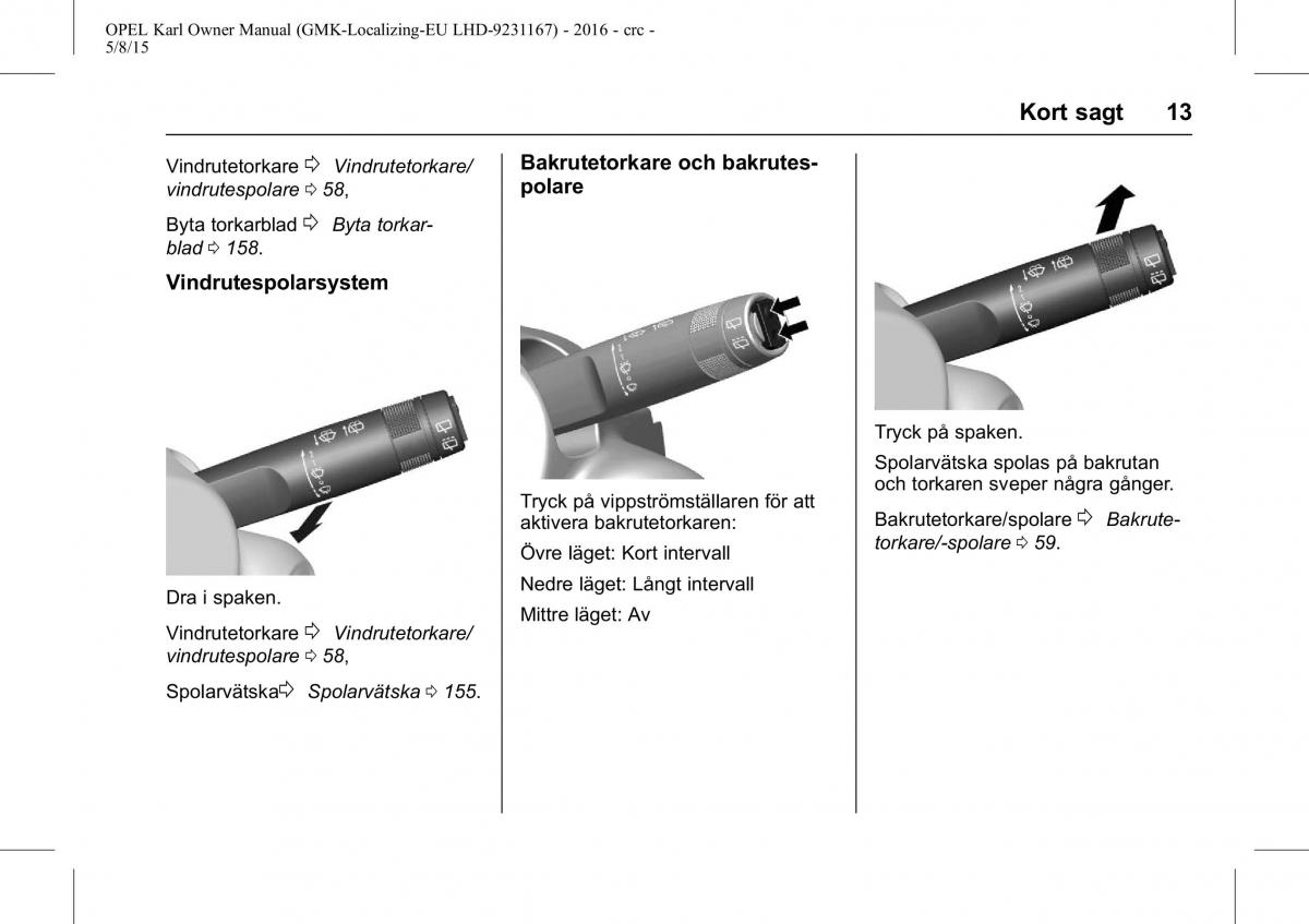 Opel Karl instruktionsbok / page 14