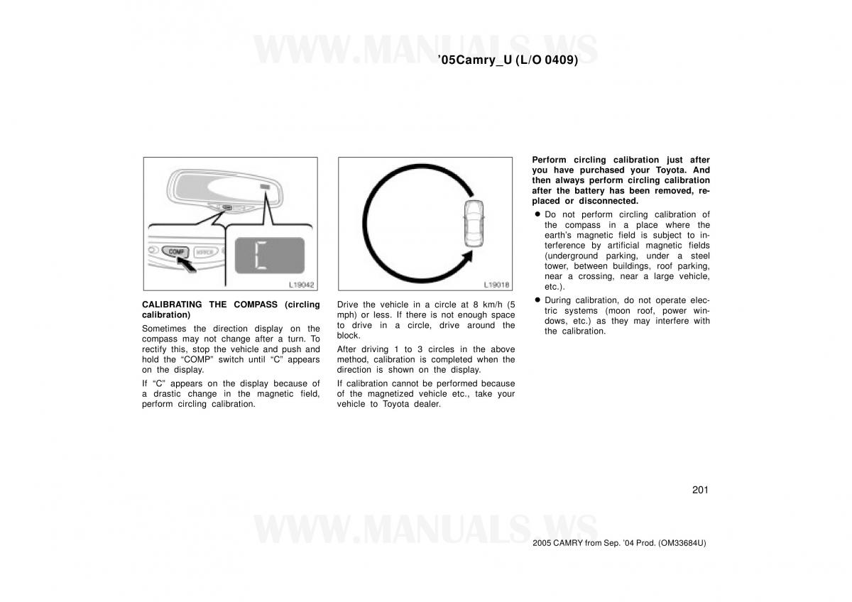 Toyota Camry VI 6 owners manual / page 201