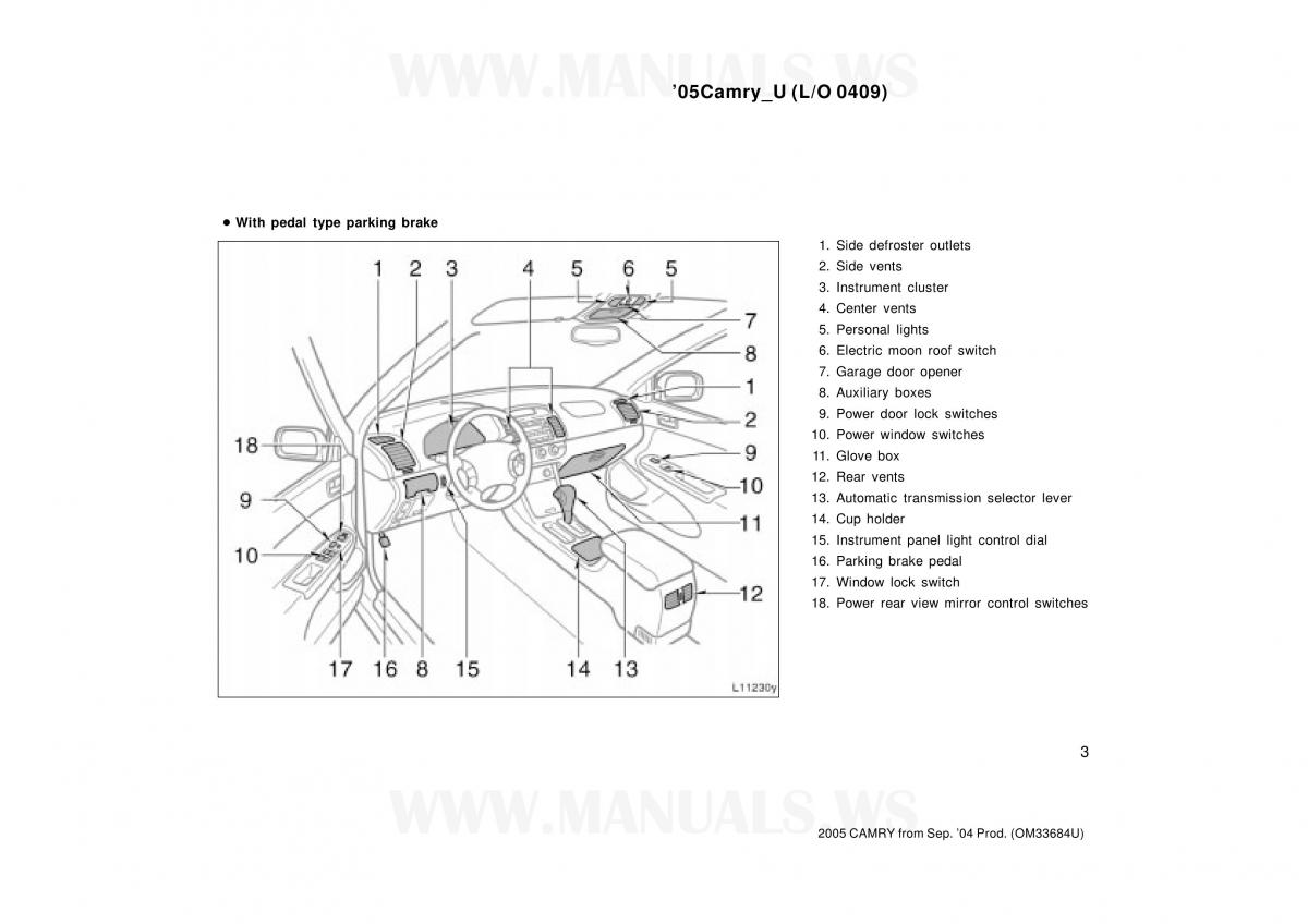 Toyota Camry VI 6 owners manual / page 3