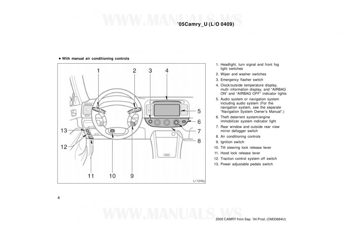 Toyota Camry VI 6 owners manual / page 4