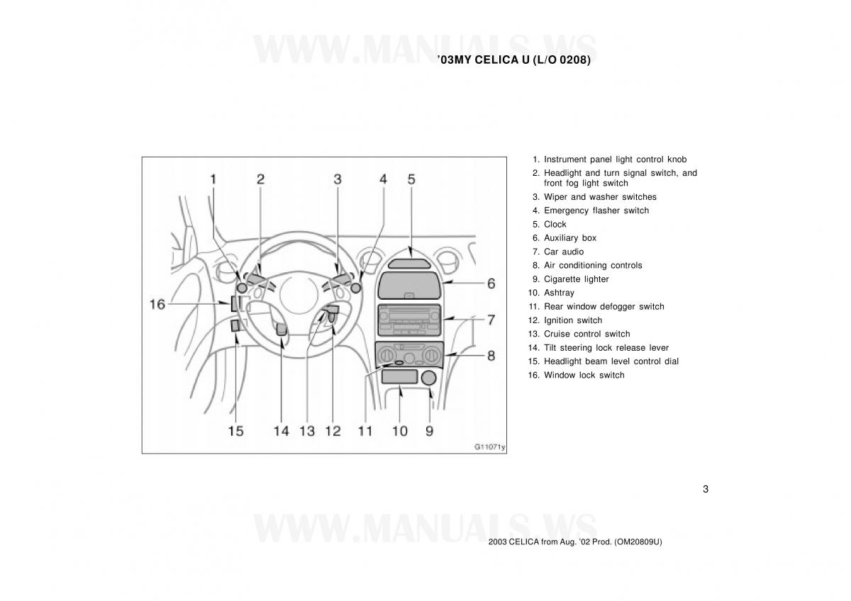 Toyota Celica VII 7 owners manual / page 3
