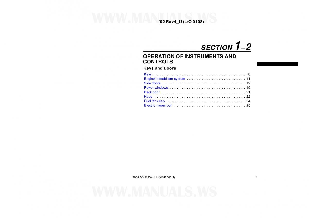 manual  Toyota RAV4 II 2 owners manual / page 7