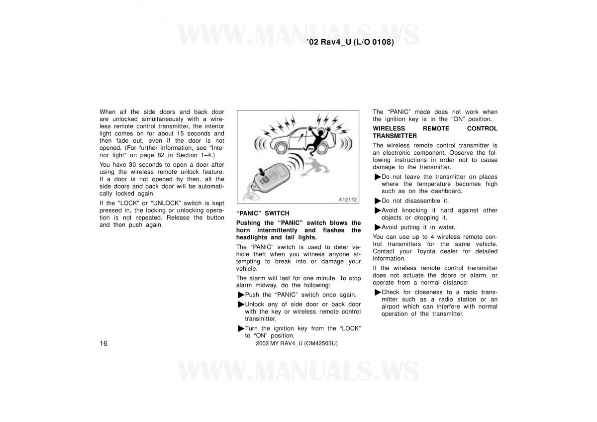 Toyota RAV4 II 2 owners manual / page 16
