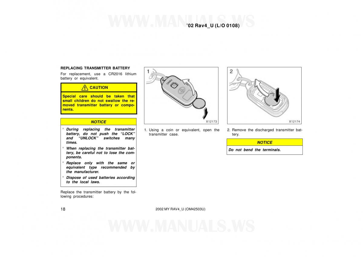 Toyota RAV4 II 2 owners manual / page 18