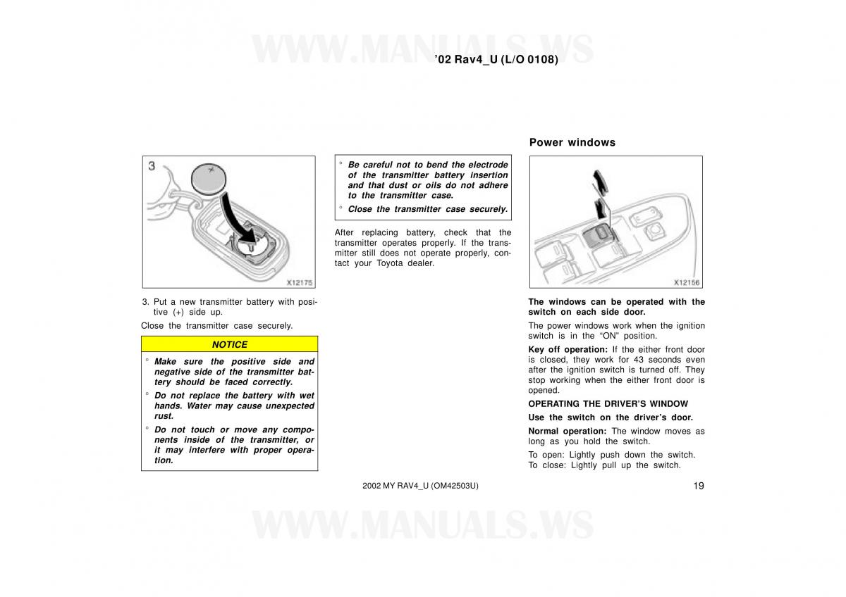 Toyota RAV4 II 2 owners manual / page 19
