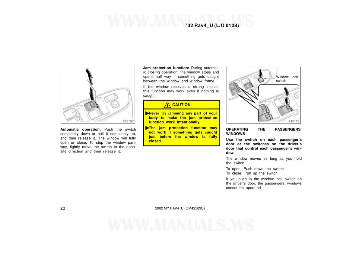 Toyota RAV4 II 2 owners manual / page 20