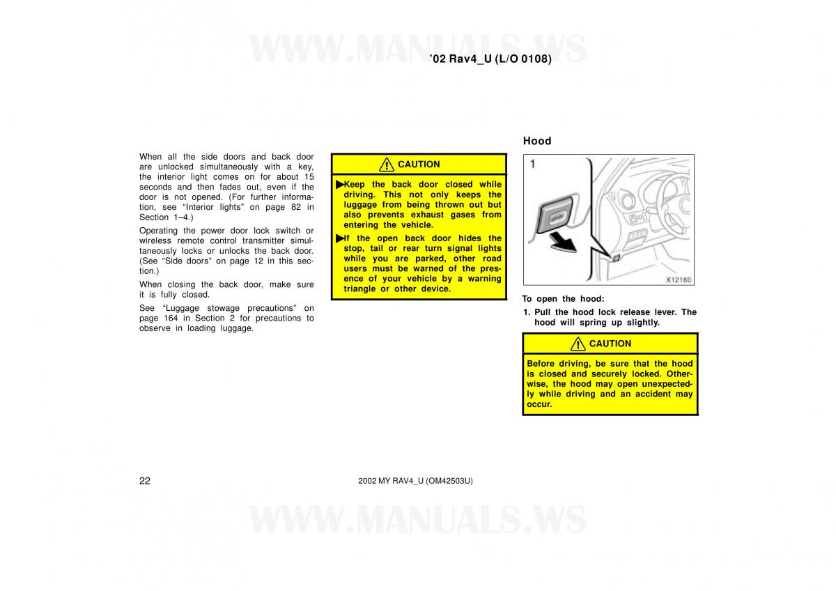 Toyota RAV4 II 2 owners manual / page 22