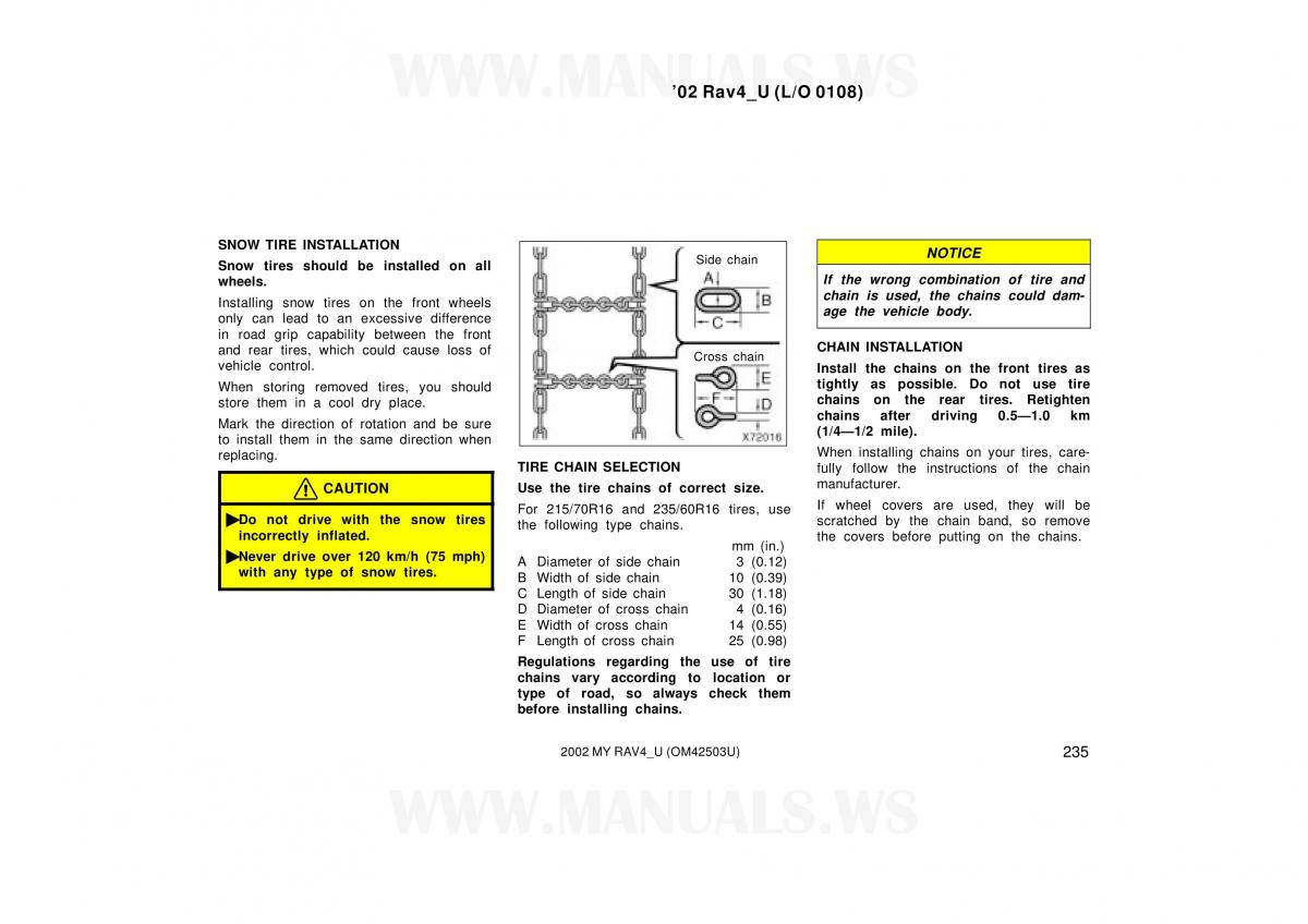 Toyota RAV4 II 2 owners manual / page 235