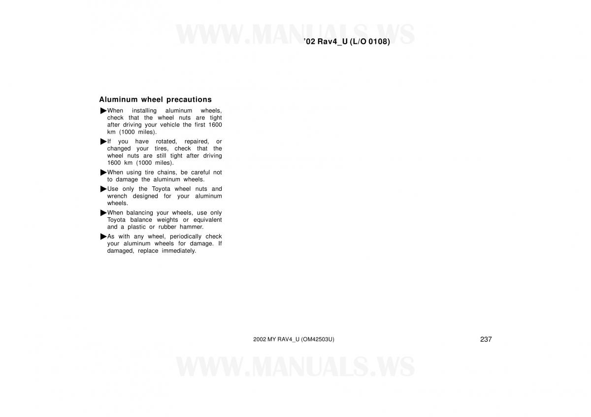 Toyota RAV4 II 2 owners manual / page 237