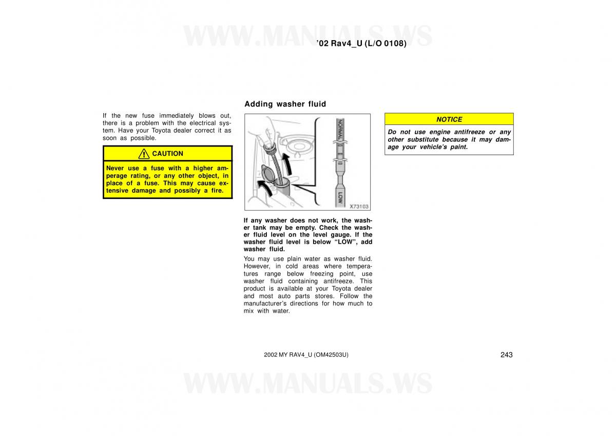 Toyota RAV4 II 2 owners manual / page 243