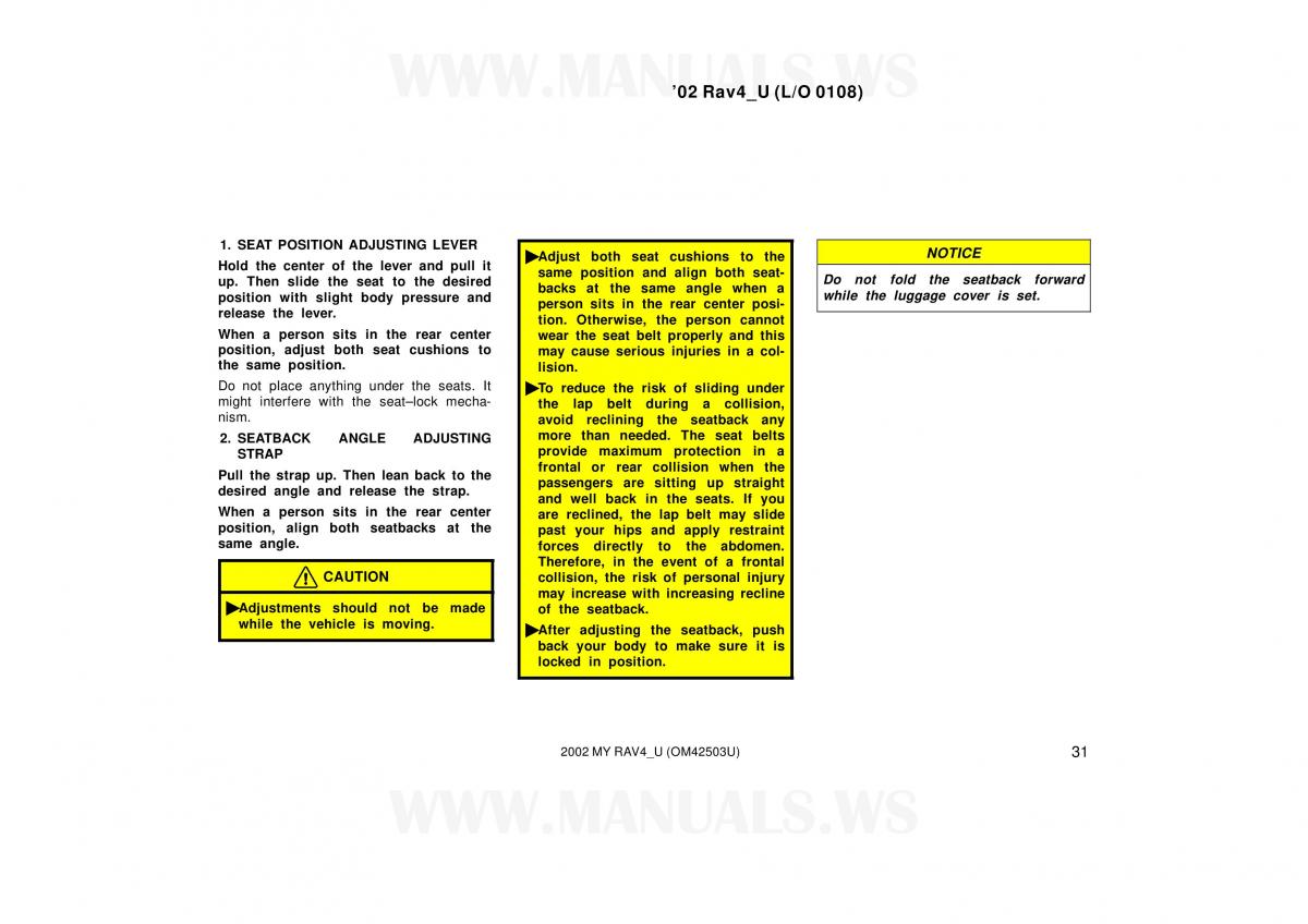 Toyota RAV4 II 2 owners manual / page 31