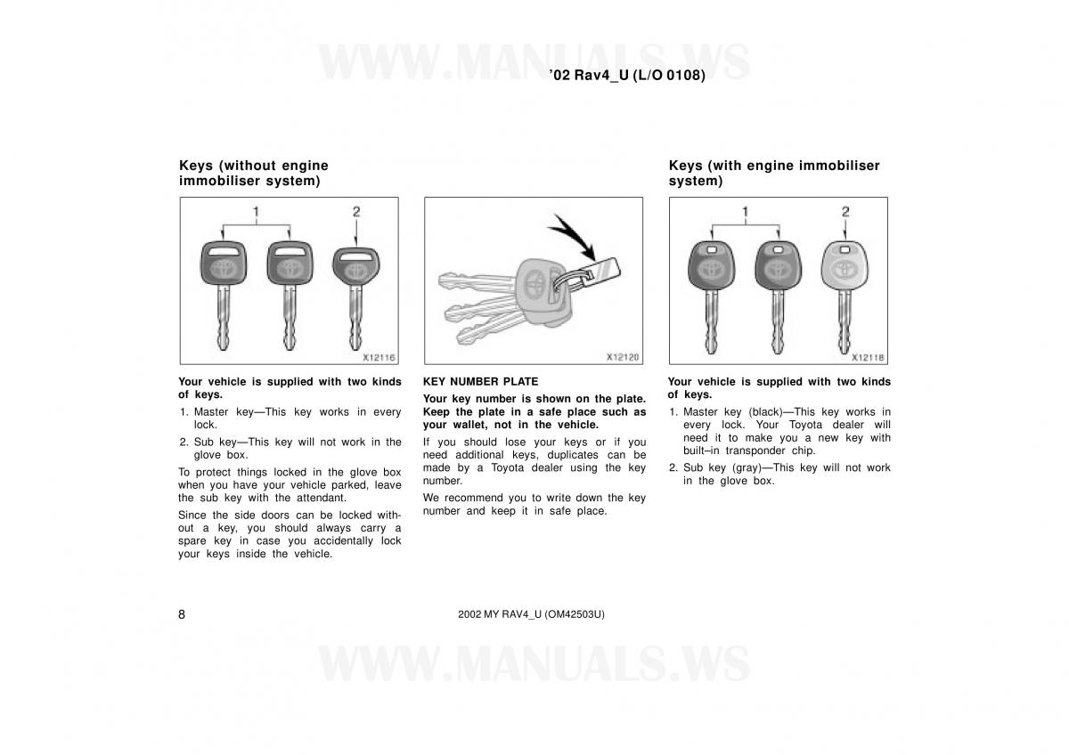 Toyota RAV4 II 2 owners manual / page 8