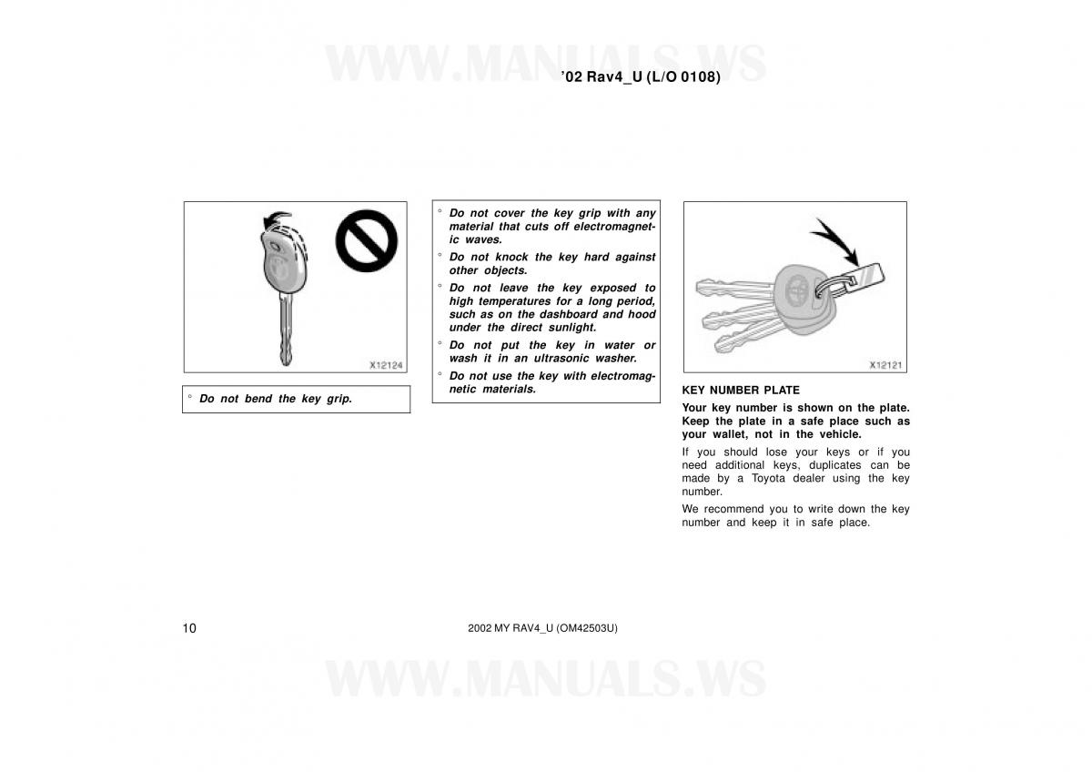 Toyota RAV4 II 2 owners manual / page 10