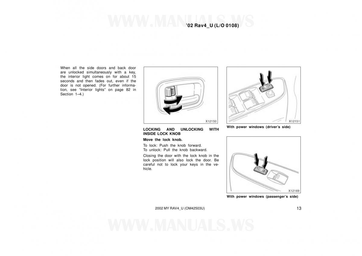 Toyota RAV4 II 2 owners manual / page 13