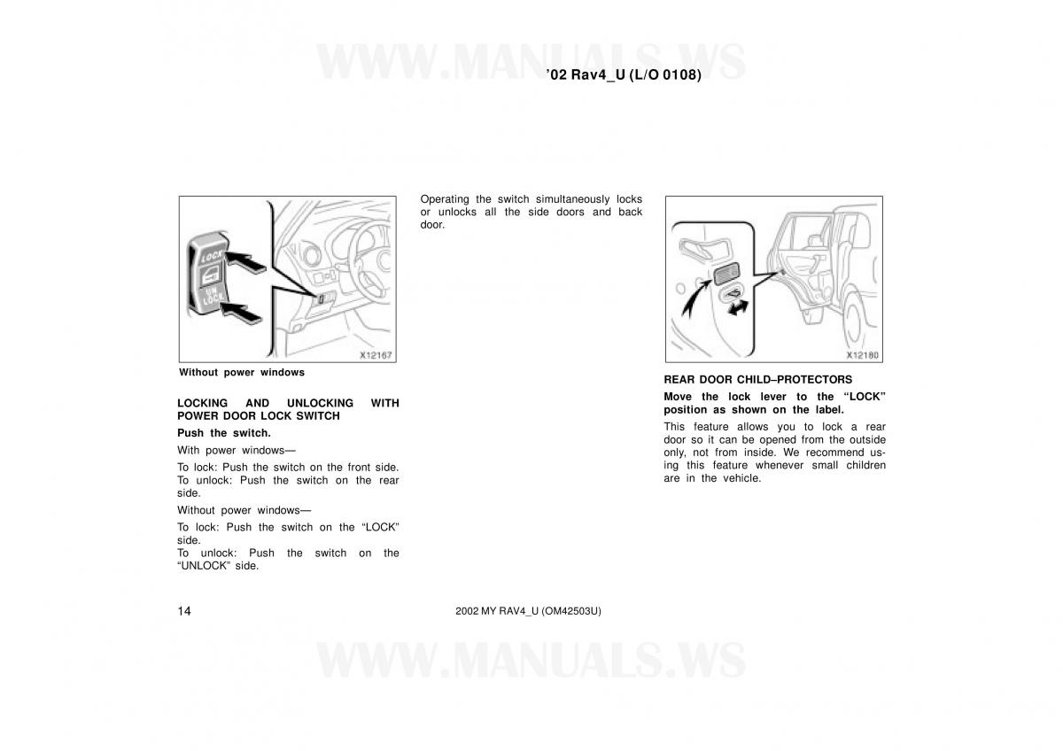 Toyota RAV4 II 2 owners manual / page 14