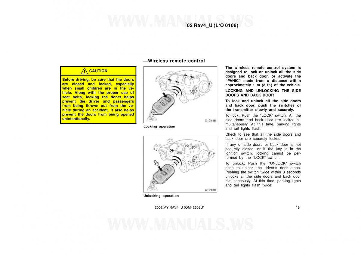Toyota RAV4 II 2 owners manual / page 15