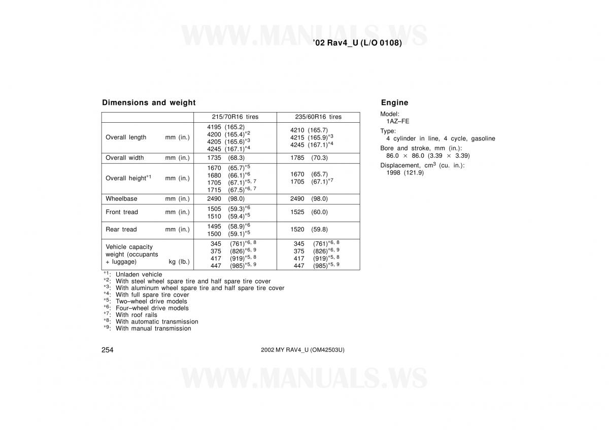 Toyota RAV4 II 2 owners manual / page 254