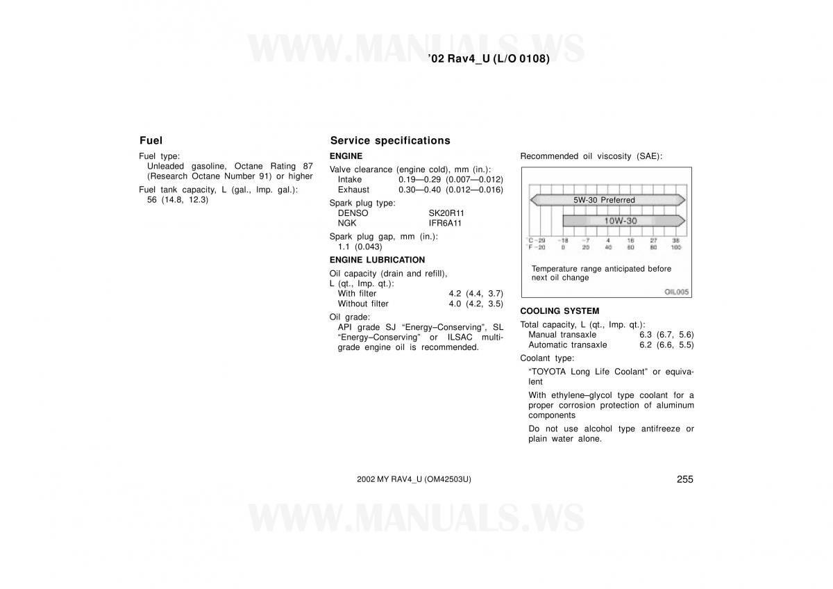 Toyota RAV4 II 2 owners manual / page 255