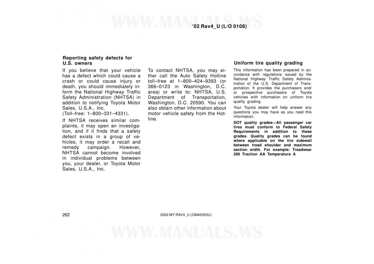 Toyota RAV4 II 2 owners manual / page 262