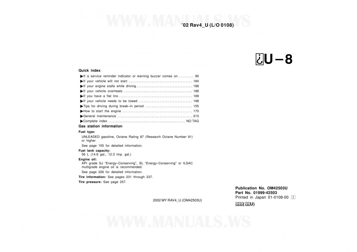 manual  Toyota RAV4 II 2 owners manual / page 265