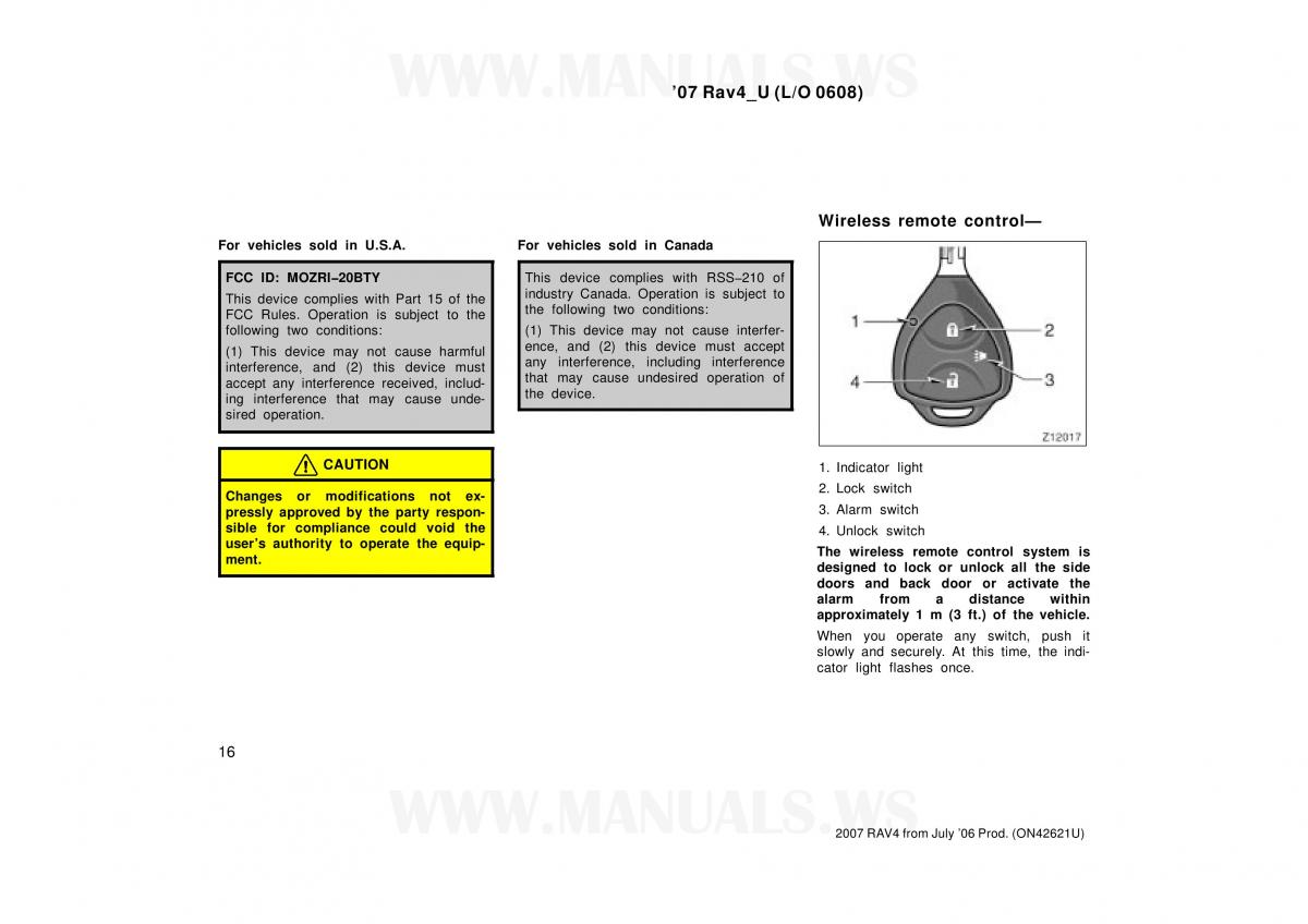 Toyota RAV4 III 3 owners manual / page 16