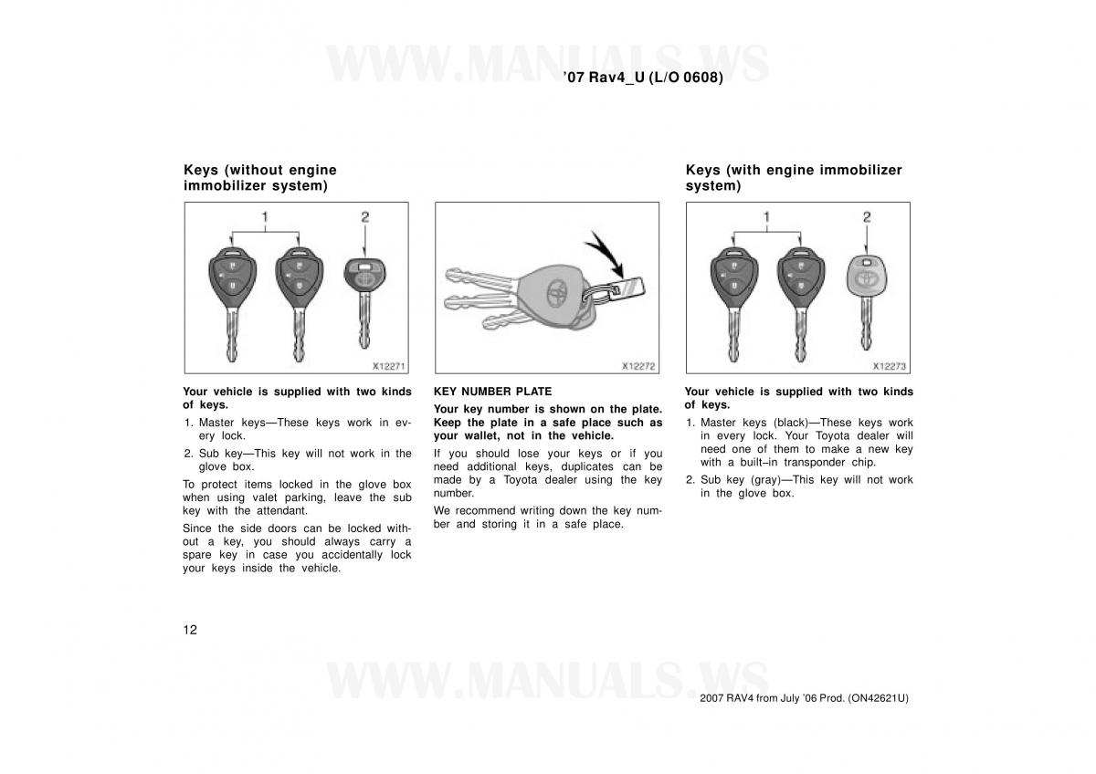 Toyota RAV4 III 3 owners manual / page 12
