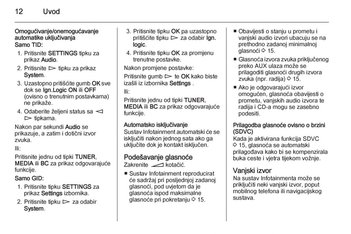 Opel Astra J IV 4 vlasnicko uputstvo / page 12