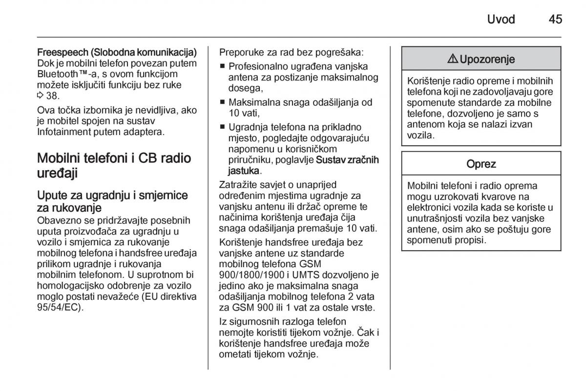 Opel Astra J IV 4 vlasnicko uputstvo / page 45