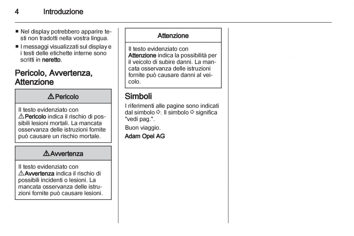 Opel Astra J IV 4 manuale del proprietario / page 6