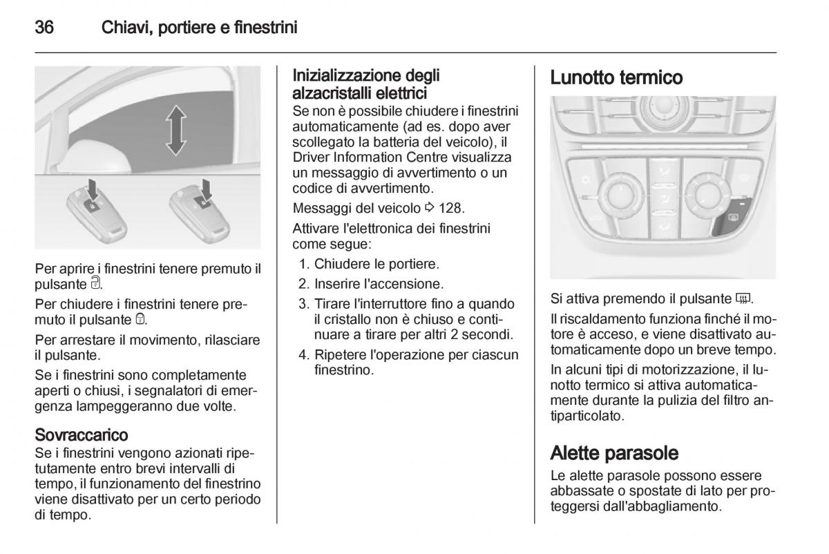 Opel Astra J IV 4 manuale del proprietario / page 38