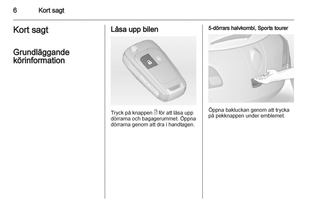 Opel Astra J IV 4 instruktionsbok / page 8