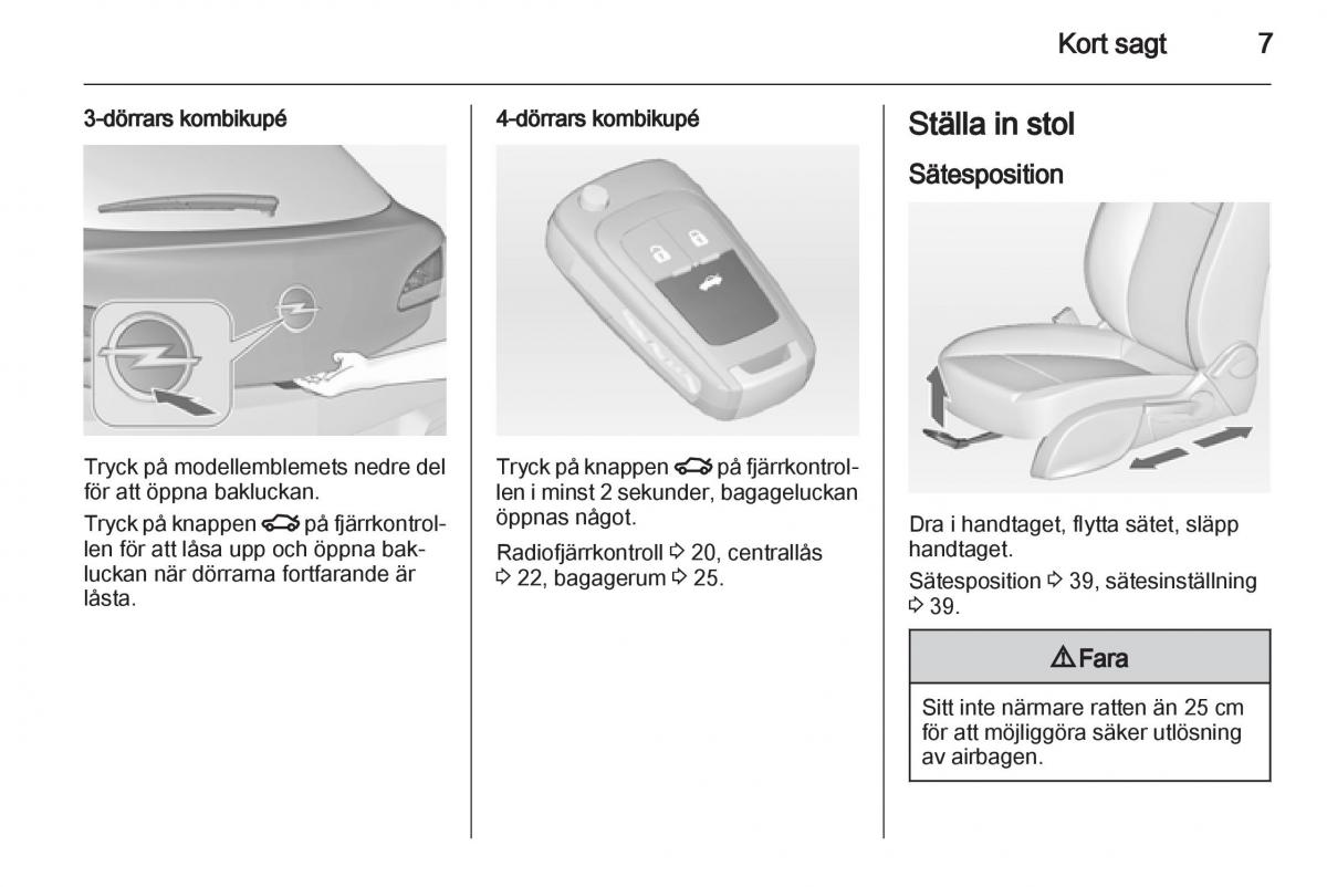 Opel Astra J IV 4 instruktionsbok / page 9
