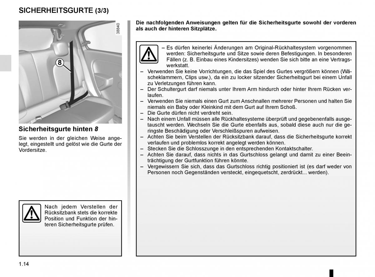 Renault Twingo III 3 Handbuch / page 20