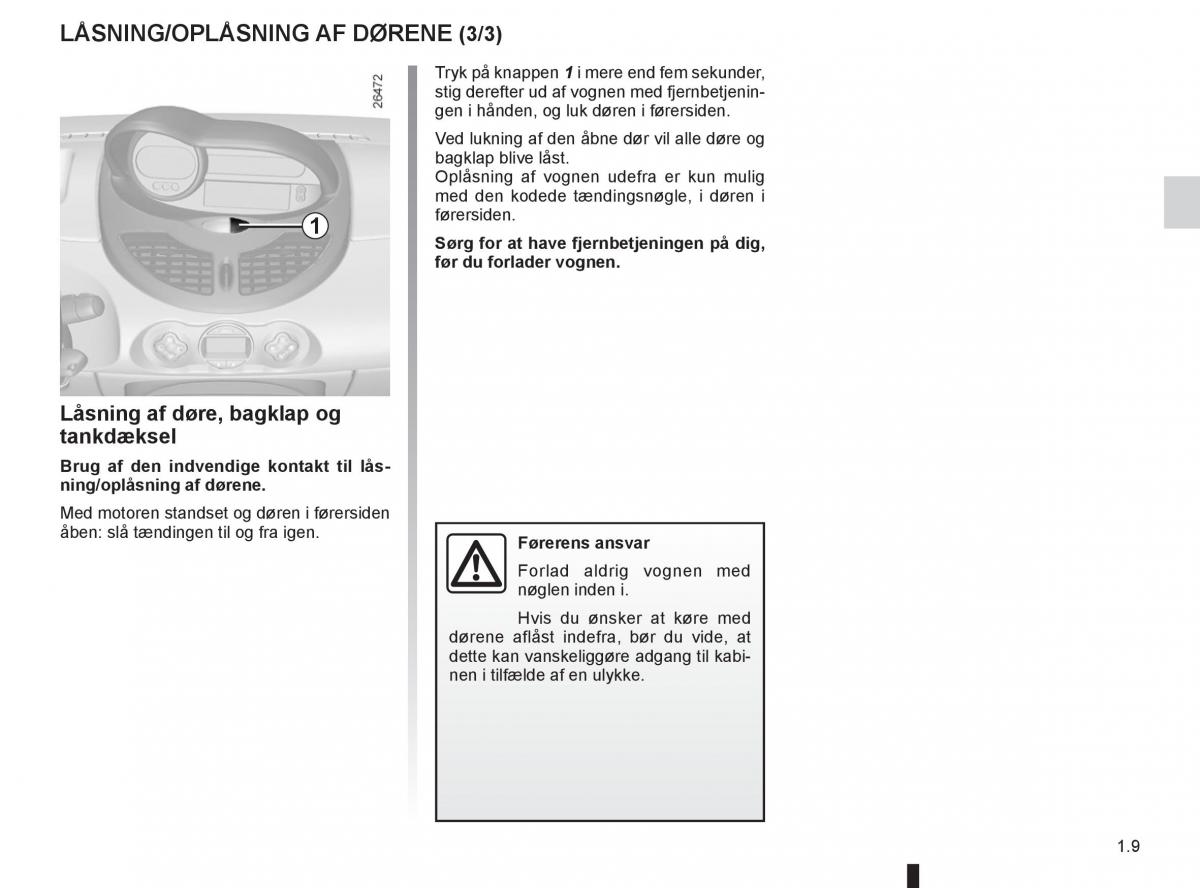 Renault Twingo III 3 Bilens instruktionsbog / page 15