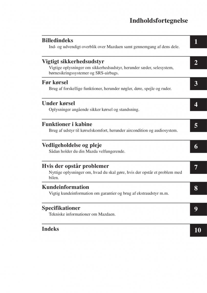 Mazda CX 3 Bilens instruktionsbog / page 9